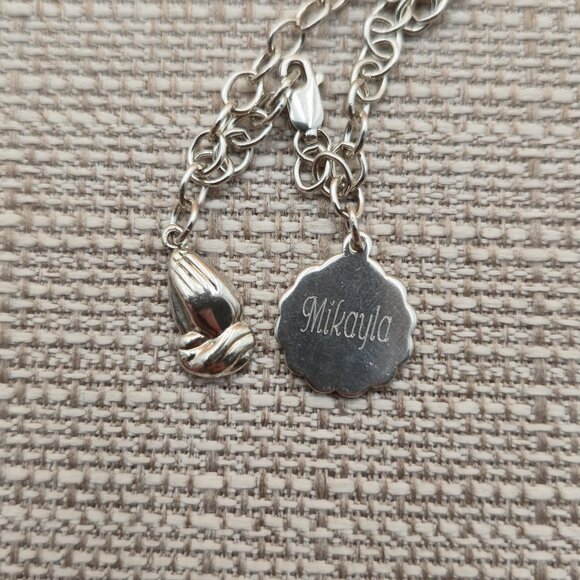 6.25 Inch Sterling Silver Various Religious And Name Charms Bracelet A5831 - Picture 3 of 8